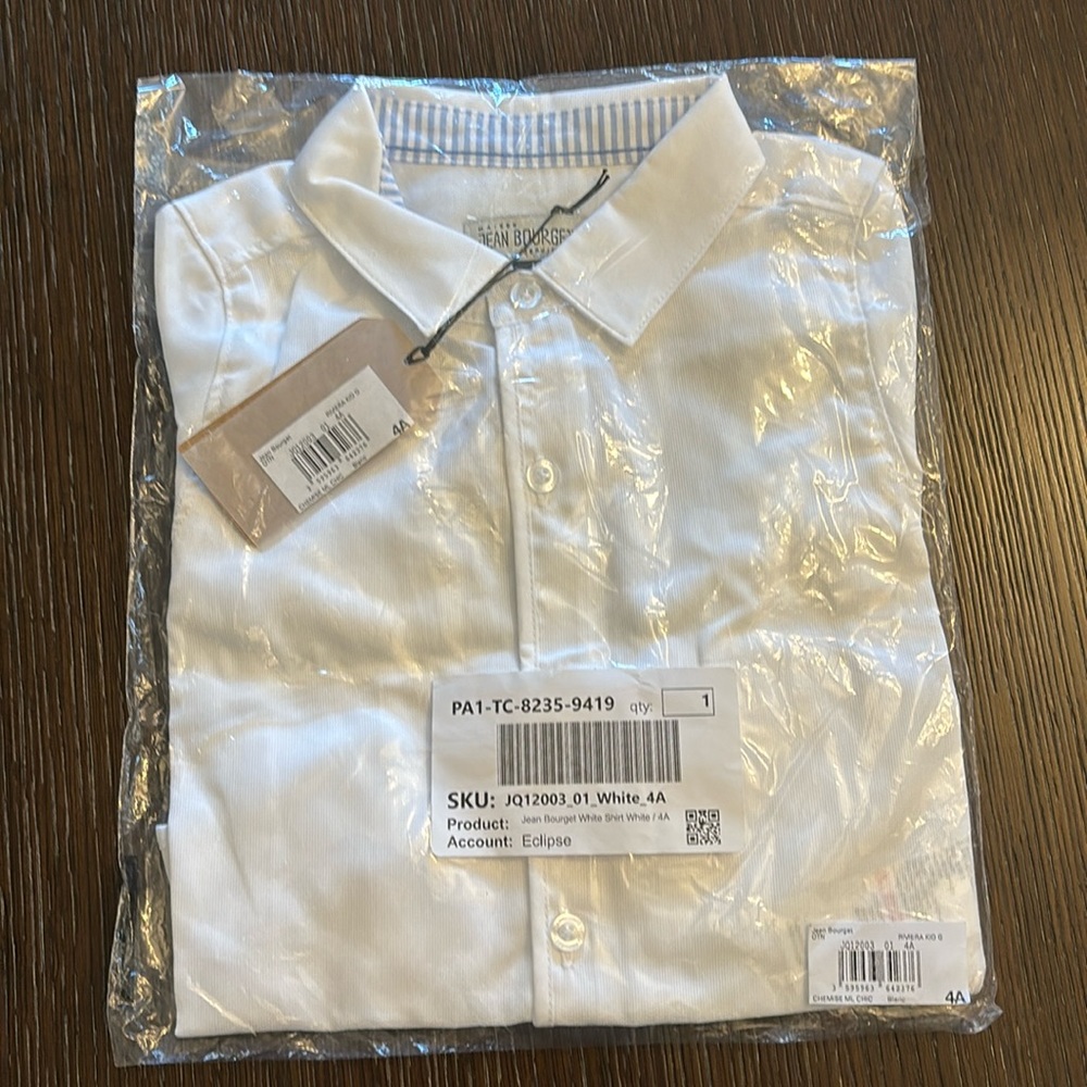 NWT Jean bourget white button down size 4A